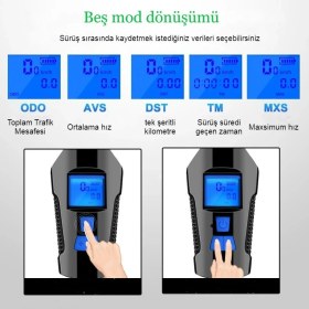 Resim Bisiklet LCD Hız Göstergesi Su Geçirmez Şarjlı LED Işık Km Ekran Kronometre Bisiklet Kornası Feneri 