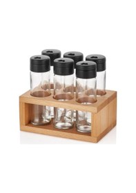 Resim Baharatlık Seti Ahşap Stantlı Cam Baharat Takımı Lima 6Lı Set 
