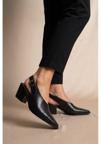 Resim Fox Shoes Y654322203 Siyah Hakiki Deri Kalın Alçak Topuklu Western Ayakkabı 