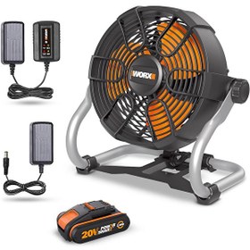 Resim Worx Wx095 20volt 2.0ah. Li-ion 242mm Profesyonel Hibrit Şantiye Fanı/vantilatör 