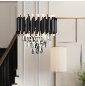 Resim Mikula Modern Gold Tasarım Salon Koridor Ledli Salon Aplik Siyah 