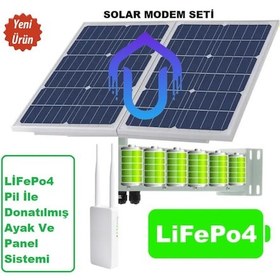 Resim Güneş Enerjili Sim Kartlı Dış Mekan Wıfı Modem Seti 