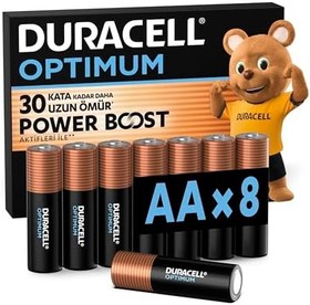 Resim Duracell Optimum AA Alkalin Kalem Pil (8'li Paket) 1,5V - LR6 MX1500 
