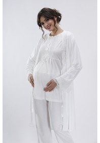 Resim Lorians 3'lü Şık Lohusa Sabahlık ve Pijama Takımı 
