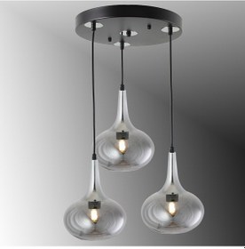 Resim Tt602-3y-sy-kr Tt Ayd. Mat Siyah - Krom 3 Lü Hunili Tombul Avize Siyah - Krom 