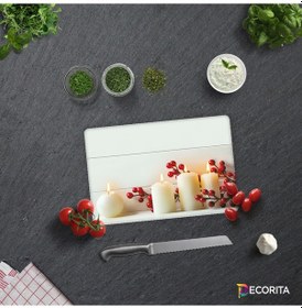 Resim Decorita Cam Kesme Tahtası - Cam Kesme Tablası - Beyaz Mum Desen Çap 32 CM 