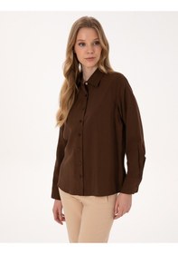 Resim Pierre Cardin Kadın Koyu Kahverengi Gömlek Desenli 50318219-vr084 Koyu Kahverengi 