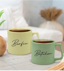Resim Bk Gift Kişiye Özel İsimli Pastel Sarı Ve Yeşil 2li Middle Kupa Bardak Seti-1, Sevgiliye Hediye, Ev Hediyesi, Arkadaşa Hediye Kobitmeyencom29883 Bk Gi 