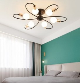 Resim Retro Metal Siyah 6 Lı Tavan Ploftoner Rustik Dekoratif Avize (536636046) 