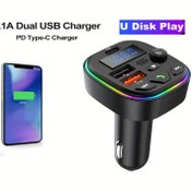 Resim PD 30W, Type C ve Çift USB Hızlı Şarj Portları ile FM Verici Araç Şarj Cihazı, Kablosuz MP3 Çalar, Hands-Free Arama, AUX, Yüksek Kalite Kayıpsız Ses, Araç Kullanımı için Araç Prizi ile Çalışma Voltajı ≤36V, Pil Yok 