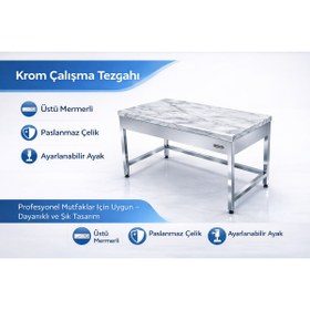 Resim sc sonsesconcept Çalışma Tezgahı Mermerli, Krom , Paslanmaz, 150 x 60 x 85 