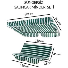 Resim Süngersiz Salıncak Minder Seti Tenteli Salıncak Kumaş Seti 2 Kişilik Süngersiz Beyaz - Yeşil 