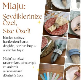 Resim Beyaz Renk, Sofranıza Ince Zarafet Sunan Isim Yazılı 4'lü Peçetelik Set, Özel Hediyelik Anı Takım 