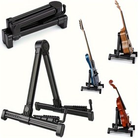 Resim Çok Yönlü Evrensel Gitar Askısı - Ayarlanabilir, Katlanabilir, Taşınması Kolay, Kurulumu Kolay ve Taşınabilir, A-Çerçeve Askı, Mükemmel Zemin Montaj Rafı Akustik ve Elektro Gitar Keman Bas Ukulele Keman Müzik Aletleri Aksesuarları İçin Askı 