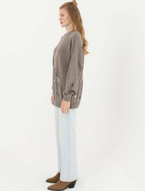 Resim Soul Kadın Yırtıklı Triko Tunik - 32034TUN - MINK 