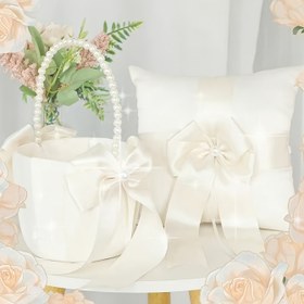 Resim 1 adet Şık Beyaz Saten Kurdele Çiçek Sepeti - 22cm İnci Süslemeli Düğün Sepeti, Düğünler, Partiler ve Tatil Süslemeleri için Mükemmel, Noel, Cadılar Bayramı, Paskalya, Şükran Günü ve 4 Temmuz için Çok Yönlü Kullanım, Açık Hava Piknik Sepeti | Modern Polyester Sepet | İnci Süslemeleri, Çiçek Kız Sepeti 