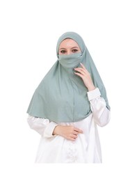 Resim Modish Group Hazır Başörtüsü Pratik İslami Giyim Penye Peçeli Türban Namaz İçin Yumuşak Eşarp Açık Yeşil 
