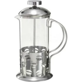 Resim Airobazar Kahve Desenli French Press 350 ml | Isıya Dayanıklı Cam & Çelik Filtre 
