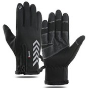 Resim Açık Bisiklet Eldivenleri Spor Rüzgar Geçirmez Su Geçirmez Artı Kadife Dokunmatik Ekran Sıcak Eldiven Kum 