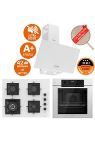 Resim Ferre FryART & SilentArt Miva / Sessiz Beyaz Ankastre Set (D087-SA + QEP63CB +SC406-WFA wok) 