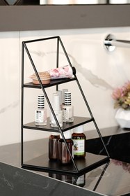 Resim Rarart Concept 3 Katlı Siyah Piramit Metal Organizer - Çok Amaçlı Aksesuar Rafı - Stardust 