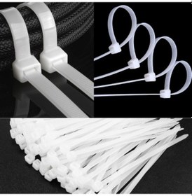 Resim 4.8x400 Mm Şeffaf Beyaz Plastik Kablo Bağı Klipsi Cırt Kelepçe 100 Adet 