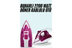 Resim Buharlı Ütü 2200 Watt Seramik Tabanlı Taşınabilir Kablolu Ütü Midastech 
