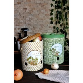 Resim Metal Sebze Kovası, 2'li Patates ve Soğanlık Sepeti Seti 