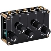 Resim Neevoyu 4 Kanal Pasif Ses Karıştırıcı - 4 Giriş 1 Çıkış Mini Stereo Mikser 10" 