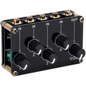 Resim Neevoyu 4 Kanal Pasif Ses Karıştırıcı - 4 Giriş 1 Çıkış Mini Stereo Mikser 10" 
