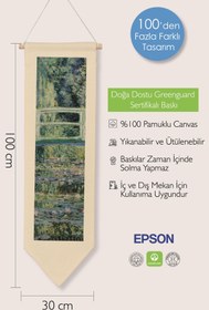 Resim Duvar Halısı Pinterest Oda Dekoru, Monet Sanat Serisi, 100cm Kanvas Flama Askılı Duvar Örtüsü NO:622 - Renkli - 23 / 30 x 100 