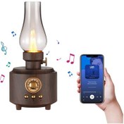 Resim Vkemall Klasik Kerosene Lambası Şeklinde Bluetooth Hoparlör, Led Işık Ve Uyku Ses Fonksiyonu İle Taşınabilir Kamp Müzik Sistemi Ahşap Desenli 