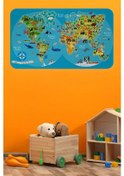 Resim Eğitici Dünya Haritası Dünya Atlası Çocuk Ve Bebek Odası Duvar Sticker -60x105-3805 Renkli 