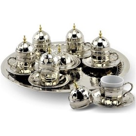 Resim Dövme Dilimli Bakır Kahve Takımı 