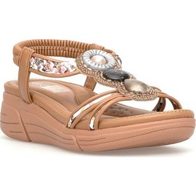Resim Guja 26y154-2 Kadın Taşlı Düz Sandalet Camel 