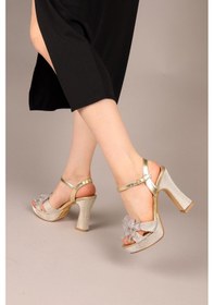 Resim Twink Fiyonklu Platform Topuklu Ayakkabı Gold-8062 Gold Altın 