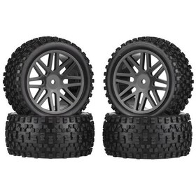 Resim Maiyame 1:10 Ölçekli 4x4 Rc Araçlar İçin 85mm Siyah Kauçuk Lastikler, Jantlı, Yüksek Tutuş, Engelleri Kolay Aşar 