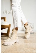 Resim Shoetek Aracelia Kadın Bot&bootie Bağcıklı Postal Bej Süet Bej Süet Bej 