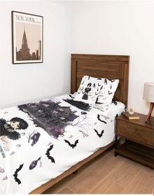 Resim Wednesday Adams Family Desenli Yatak Örtüsü Ve Yastık Kılıfı Çok Renkli 