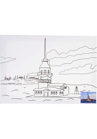 Resim Ceoart Desenli Tuval Taksim Treni, Ayasofya, Galata, Kız Kulesi 35x50 Ceo-tu0002 