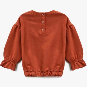 Resim Kız Bebek Baskılı Bisiklet Yaka Sweatshirt Pamuklu 