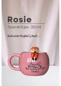 Resim Tilki Ve Köpek Figürlü Seramik Kupa 350 Ml Beyaz 