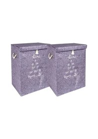 Resim 2 Adet Keçe Kapaklı Mega Kutu Organizer -çamaşır Sepeti-çok Amaçlı Kullanım 41x30x55 Cm Gri-beyaz 