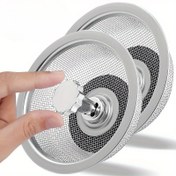 Resim 3 adet Mutfak Lavabo Süzgeci Saplı & Tıpa Yedek Lavabo Süzgeci Paslanmaz Çelik Ağ Filtre Süzgeçleri Atık Delik Tuzak Oteller & Restoran Mutfakları için 