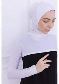 Resim Loggia Balıkçı Yaka Boyunluklu Kolluk Beyaz - Likralı Dik Yakalı Kadın Body Tesettür Crop Bolero Beyaz 