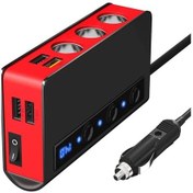 Resim Sunshine022 Red 100w Yüksek Güçlü Araç Şarj Cihazı 4 Usb Port Voltaj Ekranı 12 24v Uyumlu 