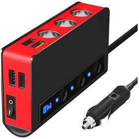 Resim Sunshine022 Red 100w Yüksek Güçlü Araç Şarj Cihazı 4 Usb Port Voltaj Ekranı 12 24v Uyumlu 