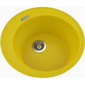 Resim Polex Cristalüx Granit Evye P-06 Sarı Tezgah Altı Ve Tezgah Üstü Oval Mutfak Evyesi 51.5x51.5 CM 