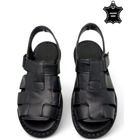 Resim Magic Shoes Hakiki Deri Ortopedik Erkek Sandalet Siyah-22 