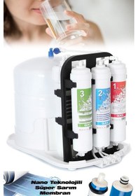 Resim Sumarkt S-tron 5 Aşamalı 12 Litre Metal Tanklı Süper Sarım Membran Teknolojili Pompasız Su Arıtm Cihazı 